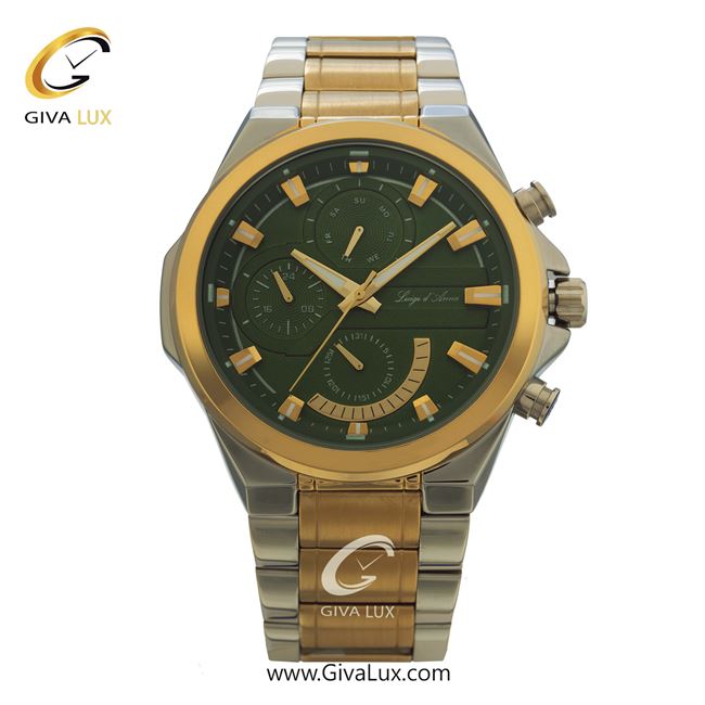 ساعت مچی اورجینال مردانه LdA سه موتوره فول تایم طلایی-نقره ای | طلایی-نقره ای| سبز| کد رفرنس 2378